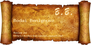 Bodai Benignusz névjegykártya